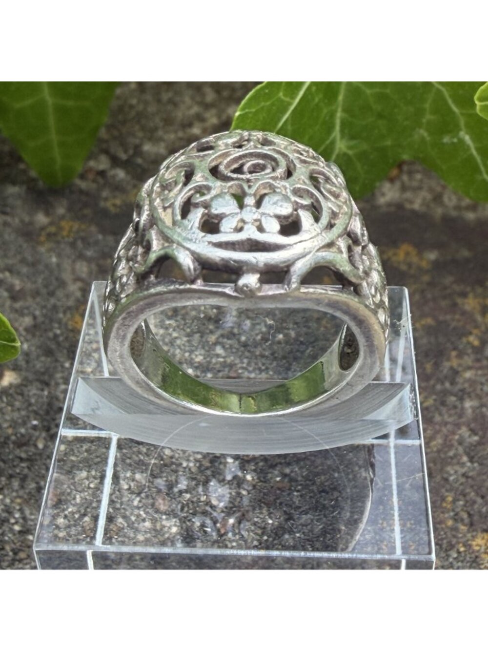 Sterling Silver 6.5 Butterfly Spiral Openwork Dome Statement Ring Boho Vintage - Picture 9 of 16